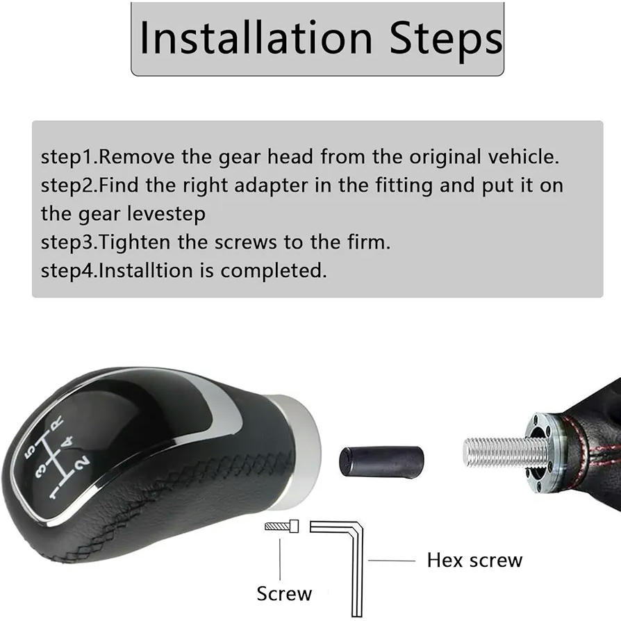 Pom de palanca de canvis manual de 5 velocitats, pom de cuir sintètic negre, compatible amb la majoria de vehicles