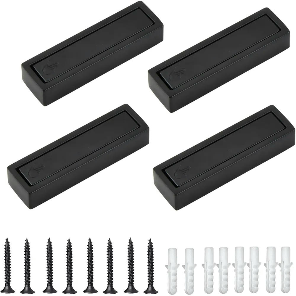 4 Foldable Zinc Alloy Wall Hooks, Multi-purpose in Black