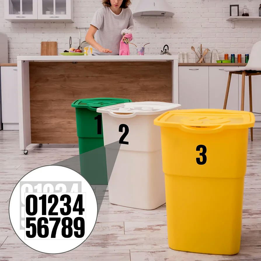 Pegatinas Numéricas Autoadhesivas 20 Hojas, 10 Negras y 10 Blancas, Resistentes al Agua, Ideal para Etiquetado de Casa y Buzones (Color Blanco y Negro)