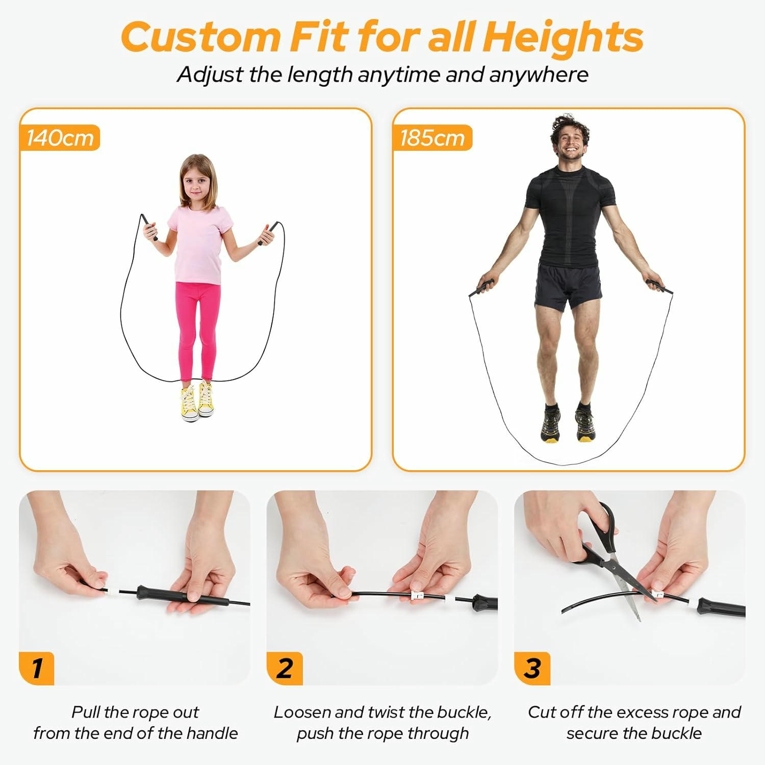 Cuerda para Saltar 3 Metros con Bolsa, Comba para Boxeo y Entrenamientos de Fitness, PVC Resistente para Niños y Adultos