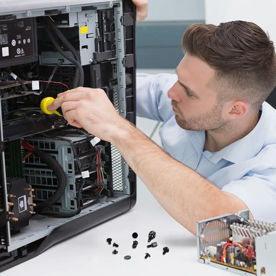 Kit de Tornillos para Ordenador, 420 Piezas, Juego de Tornillos para Laptop, 10 Tamaños, Tornillos de Acero al Carbono, Compatible con Placas Base y Computadoras (Negro)