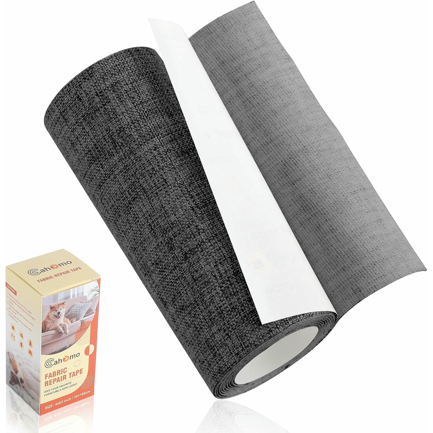 Cahomo Parche de Tela de Lino Autoadhesivo, 10 * 160 cm Parches de Reparación de Lino, para Tapizar, Sofá, Asientos de Coche, Bolsa de Lona, Muebles, Gris oscuro