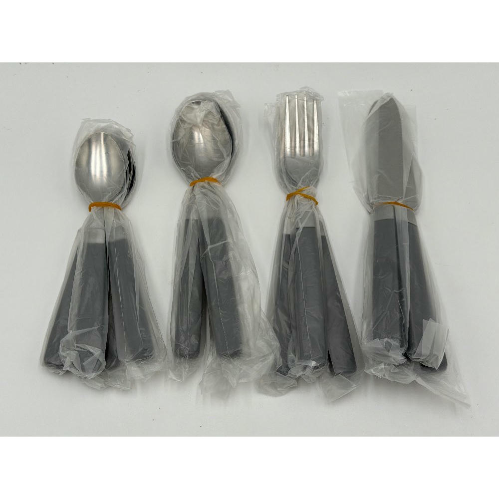 16-Piece Cutlery Set - Stainless Steel with Colorful Handles, Dishwasher Safe - Gray