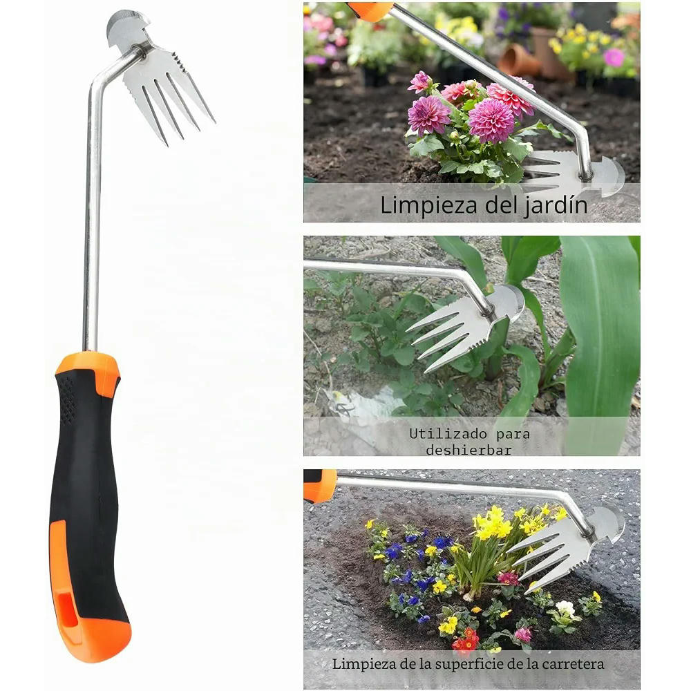Extractor de Malas Hierbas de Acero Inoxidable con Diseño Ergonómico para Jardinería (35 cm)