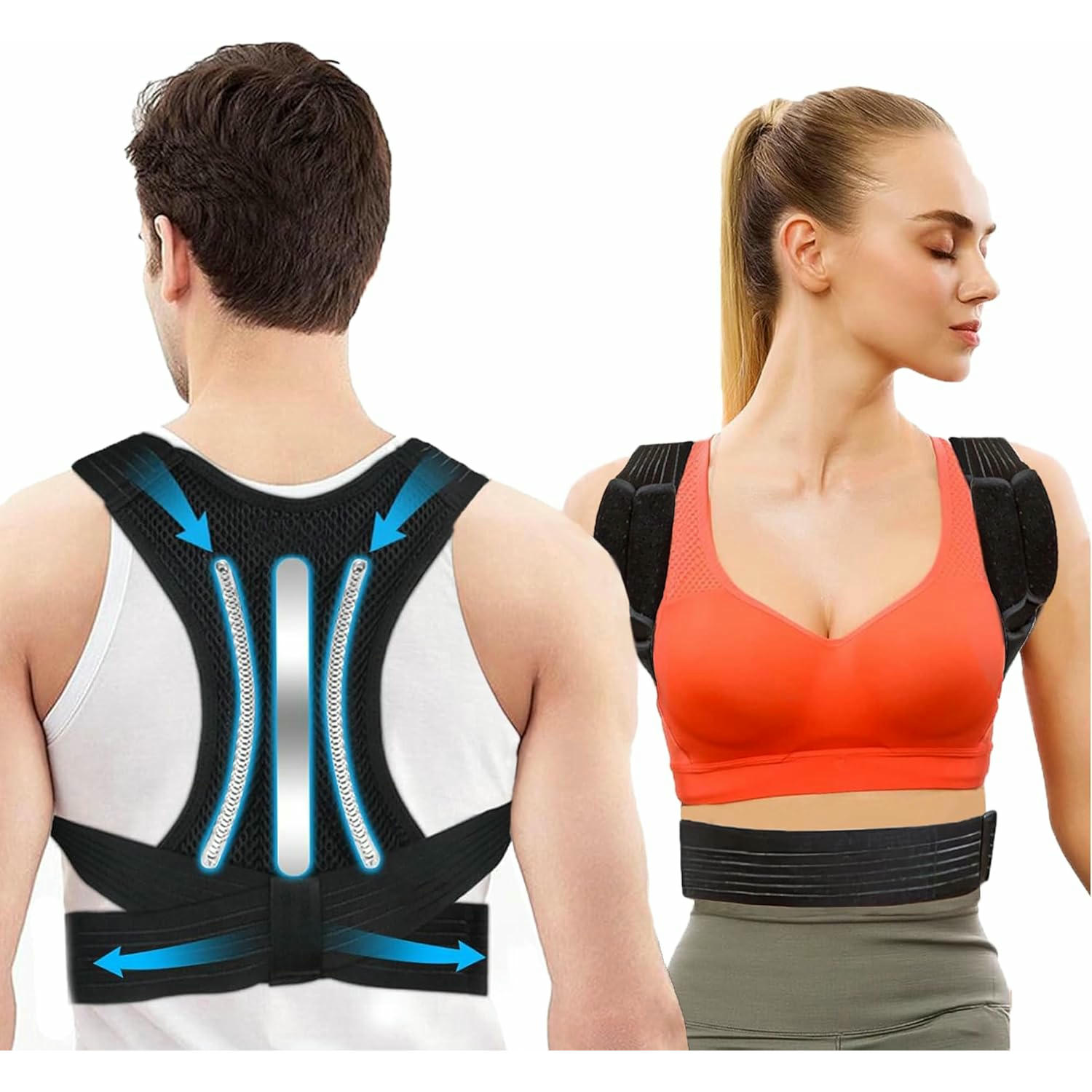 Corrector de postura de espalda Talla L, corrector ergonómico ajustable para hombres y mujeres, soporte lumbar y alivio del dolor