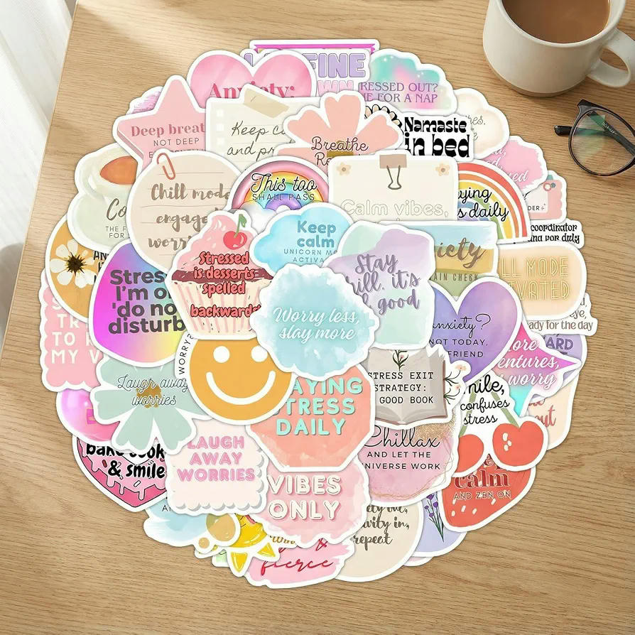 Juego de 100 pegatinas estéticas de vinilo resistentes al agua para decoración y personalización (Multicolor)