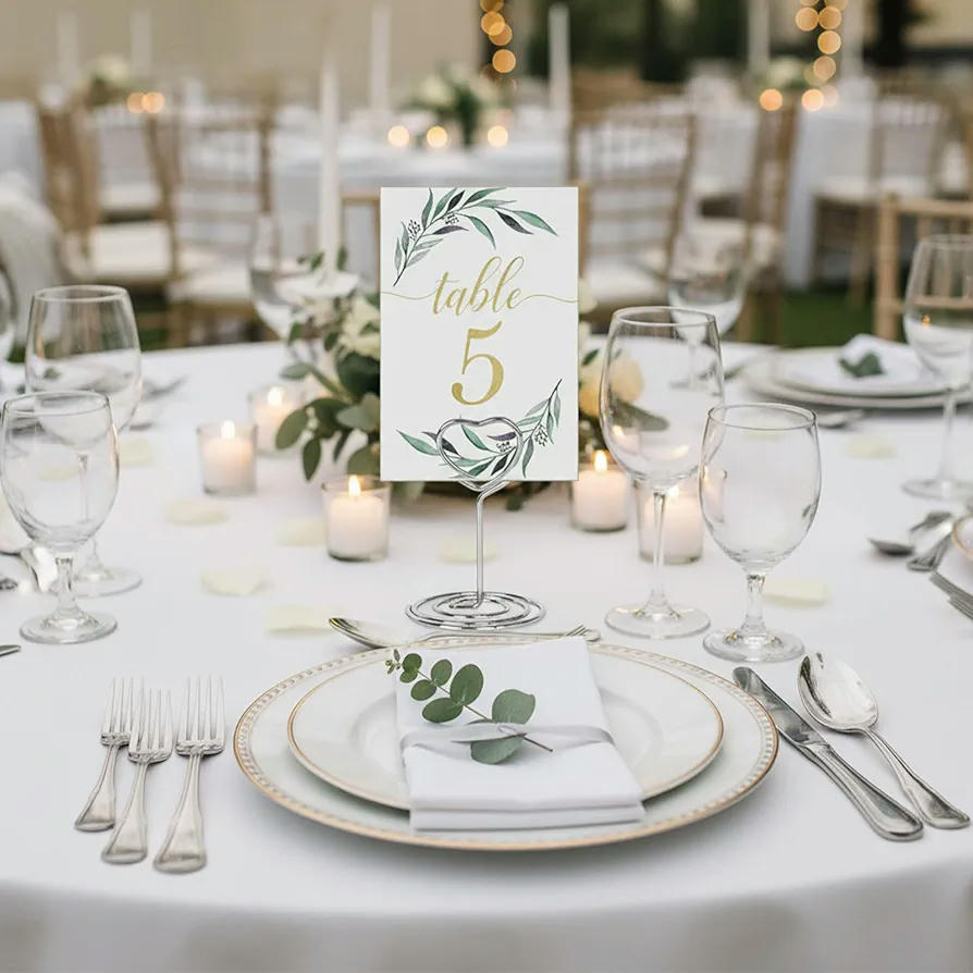 30 Piezas de Soporte para Fotos y Tarjetas con Clip para Bodas y Eventos - Diseño Corazón, Tulipán y Diamante (Plateado)