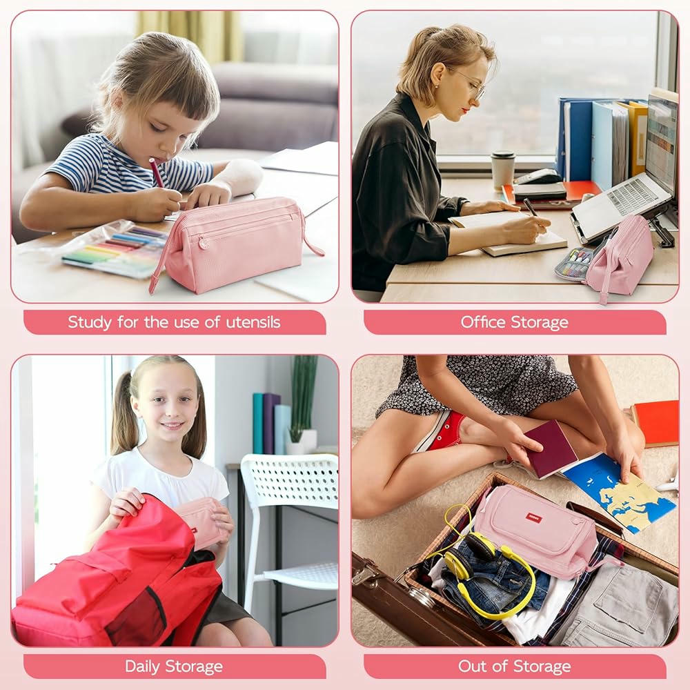 Estuche grande, organizador de papelería, estuche con cremallera, accesorio escolar duradero, ideal para lápices y bolígrafos, multifuncional para oficina y viajes