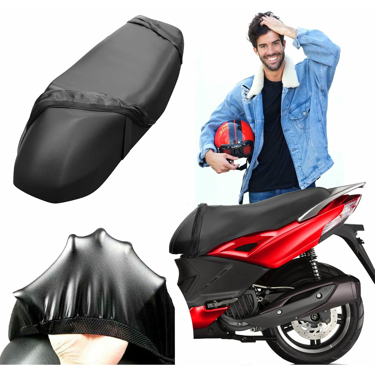 Autodomy Funda Asiento Moto Impermeable Talla M | Funda para Asiento Moto Antideslizante y Resistente a Arañazos | Válida para Todo Tipo de Motos y Scooters | Funda Sillin Moto Protege del Sol