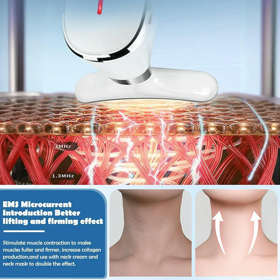 Masajeador Facial Multifuncional con Microcorriente y 7 Modos de Luz LED (Blanco)