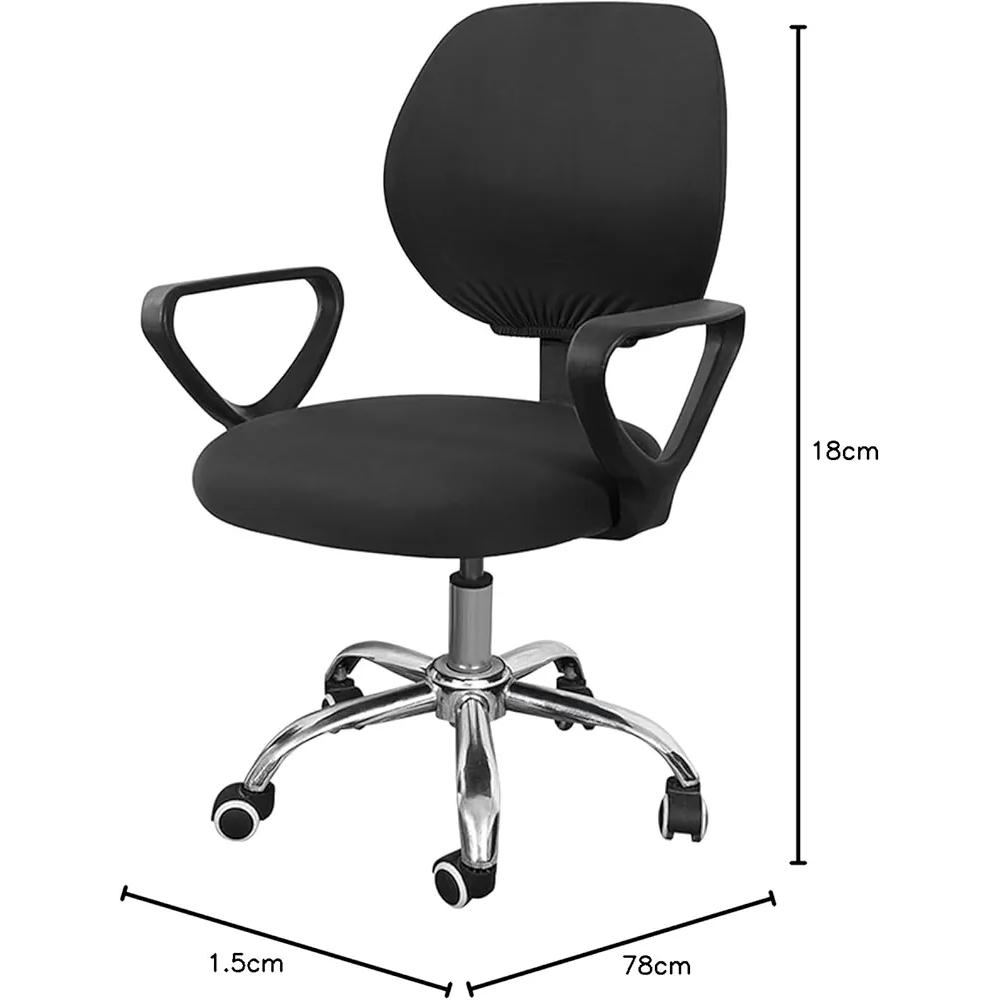 Funda protectora para silla, funda elástica negra, material suave y transpirable, fácil de instalar y lavar, apta para sillas de oficina y sillones giratorios, talla M (Negro)