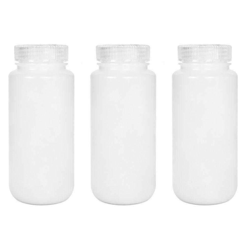 Botes HDPE de 500ml - Frascos de Boca Ancha, Resistente a Productos Químicos, Tapón de Rosca, Uso en Laboratorio, Cocina y Bricolaje