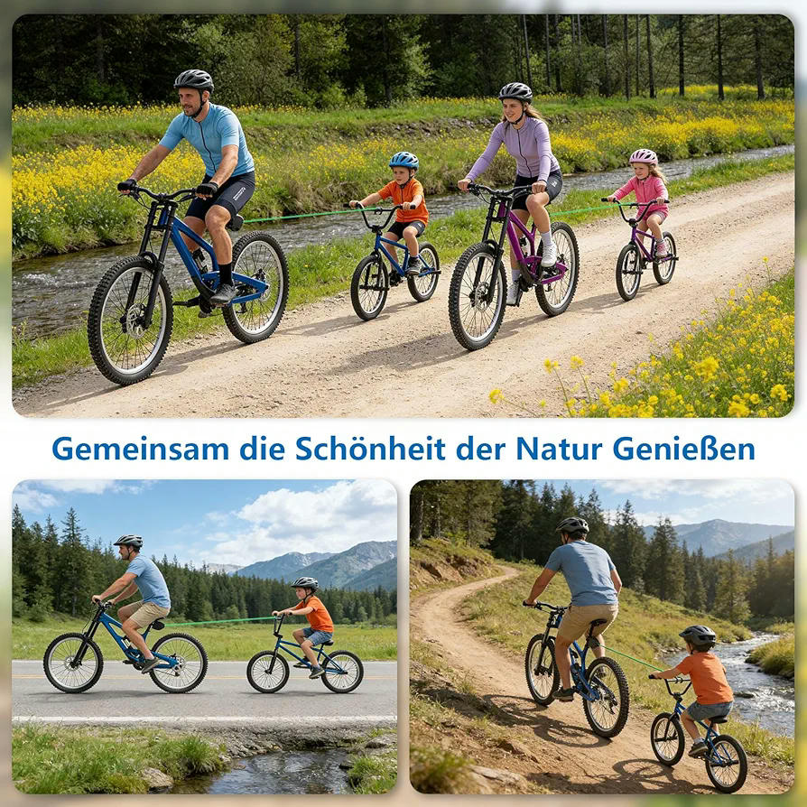 Cuerda de Remolque para Bicicleta Infantil de 2.5 m, Cuerda Retráctil de Tracción para Padres e Hijos, Compatible con Bicicletas de Montaña y Comunes, Soporta 230 kg
