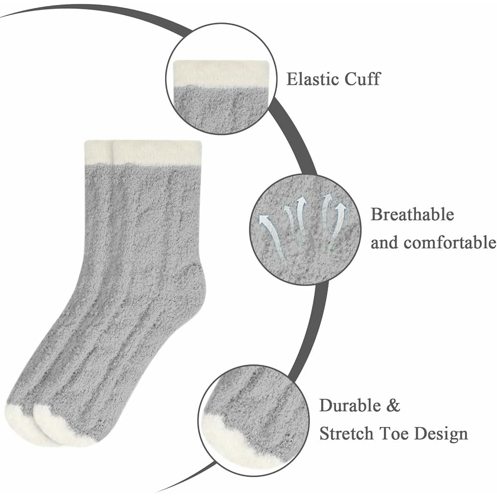 6 pares de calcetines térmicos para mujer, suaves y elásticos, ideales para invierno, diseño esponjoso, cómodos para el hogar, Talla 35-39 (multicolor)