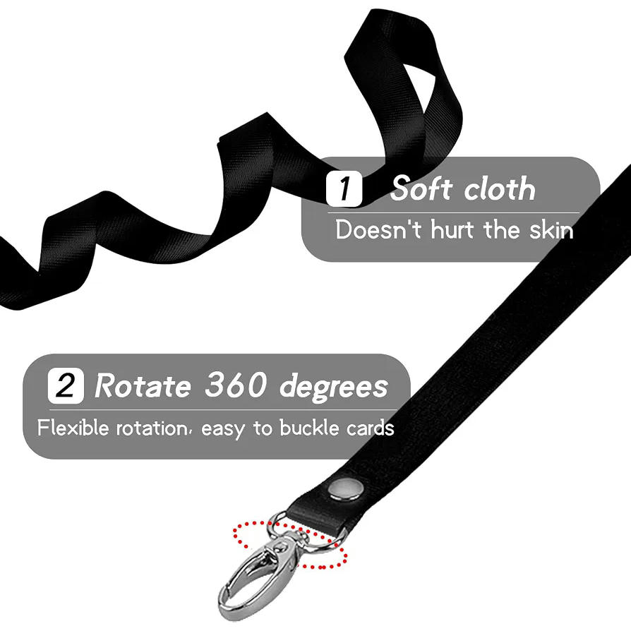 18 Piezas de Cordones para Tarjeta, Correa de Cuello de Nylon para Llaves e Insignias (Negro)
