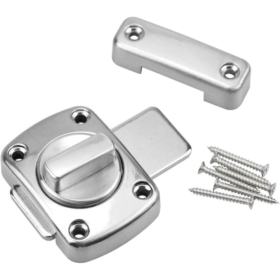 Pestillo de puerta de 2 piezas, cerradura de perno de acero inoxidable para baño, armario y diversas puertas, color plateado