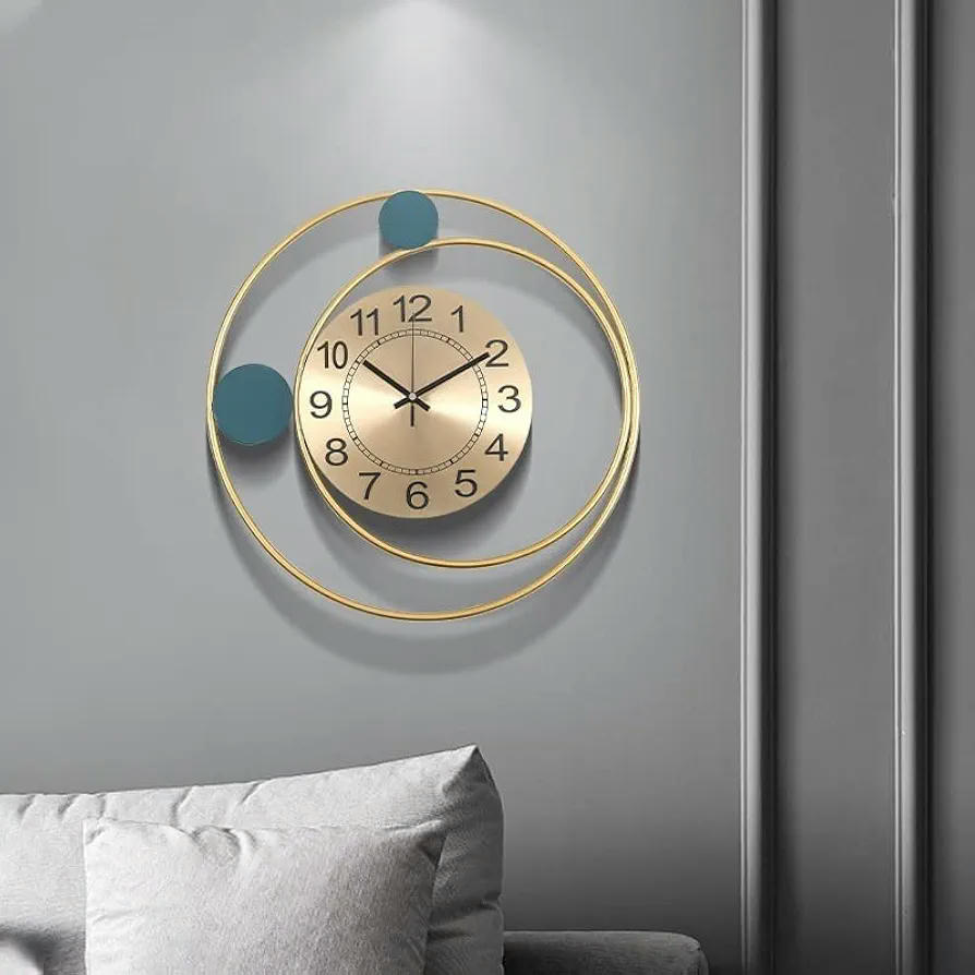 Reloj de Pared Moderno, Reloj Decorativo Silencioso de Metal para Sala de Estar, Dormitorio y Cocina, Reloj Colgante de 42 cm, Diseño Elegante y Funcional (Color Dorado)