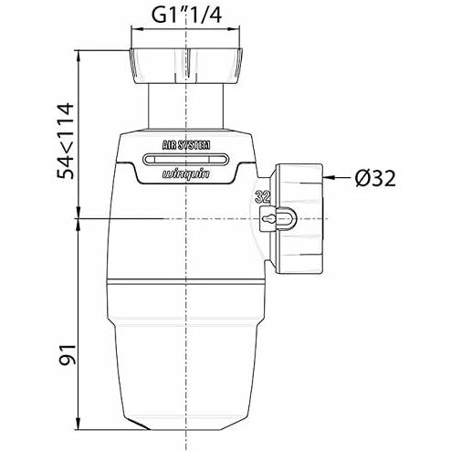 Wirquin 30722158 Neo Air D32-Sifón para Lavabo, Color Blanco, 14.5 x 9.2 x 6.9 cm