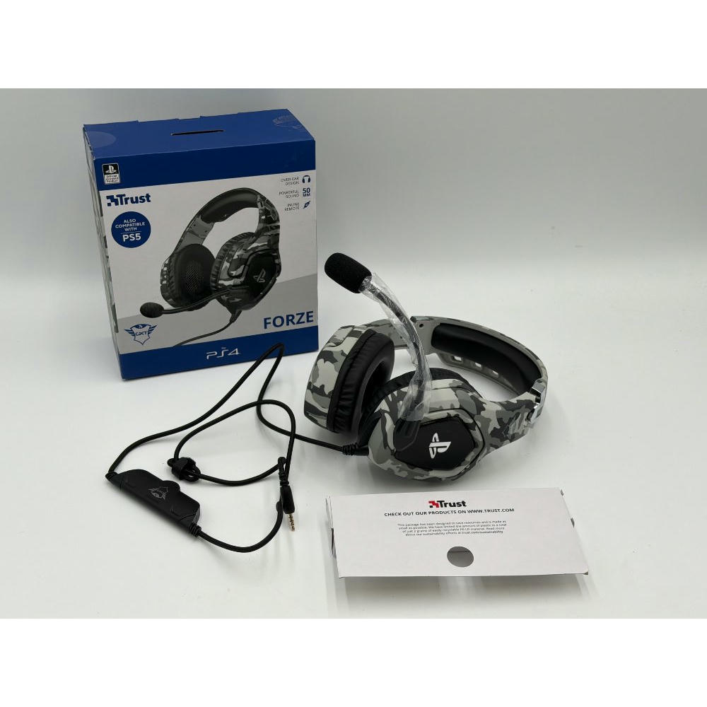 Trust Gaming Cascos PS4 y PS5 Auriculares de Gaming GXT 488 Forze-G, Licencia Oficial para Playstation, Micrófono Plegable, Altavoces Activos de 50 mm, Cable Trenzado de Nailon de 1.2 m, Gris