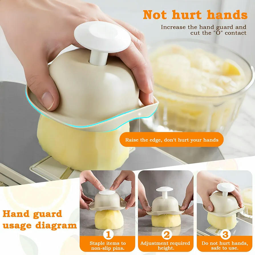 Mandolina de Cocina Profesional de Acero Inoxidable, Cortador 3 en 1, Ideal para Frutas y Verduras como Zanahorias y Patatas