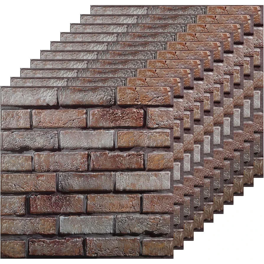 10 Paneles de Pared 3D Autoadhesivos, Papel Pintado Impermeable para Decoración de Interiores con aspecto de ladrillos (30 x 30 CM)
