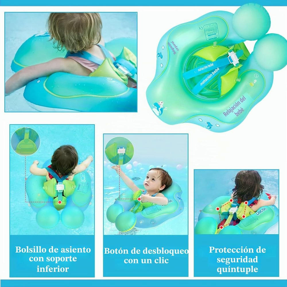 Flotador para bebé, con asiento de seguridad y respaldo, apto para bebés de 3 a 24 meses, 46 cm color amarillo (Talla S)