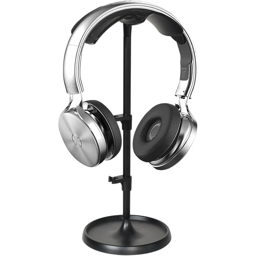 Soporte Curvo para Auriculares con Bandeja de Almacenamiento, Accesorios de Escritorio para Juegos (Negro)