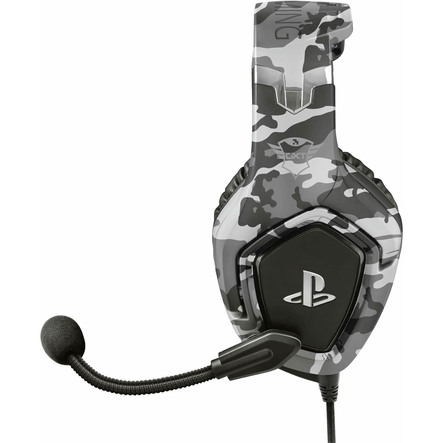 Trust Gaming Cascos PS4 y PS5 Auriculares de Gaming GXT 488 Forze-G, Licencia Oficial para Playstation, Micrófono Plegable, Altavoces Activos de 50 mm, Cable Trenzado de Nailon de 1.2 m, Gris