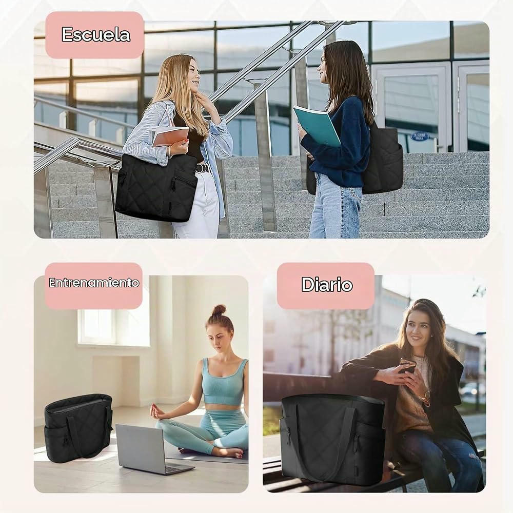 Bolso acolchado ligero para portátiles de 15,6 pulgadas, ideal para trabajo y viajes (Negro)