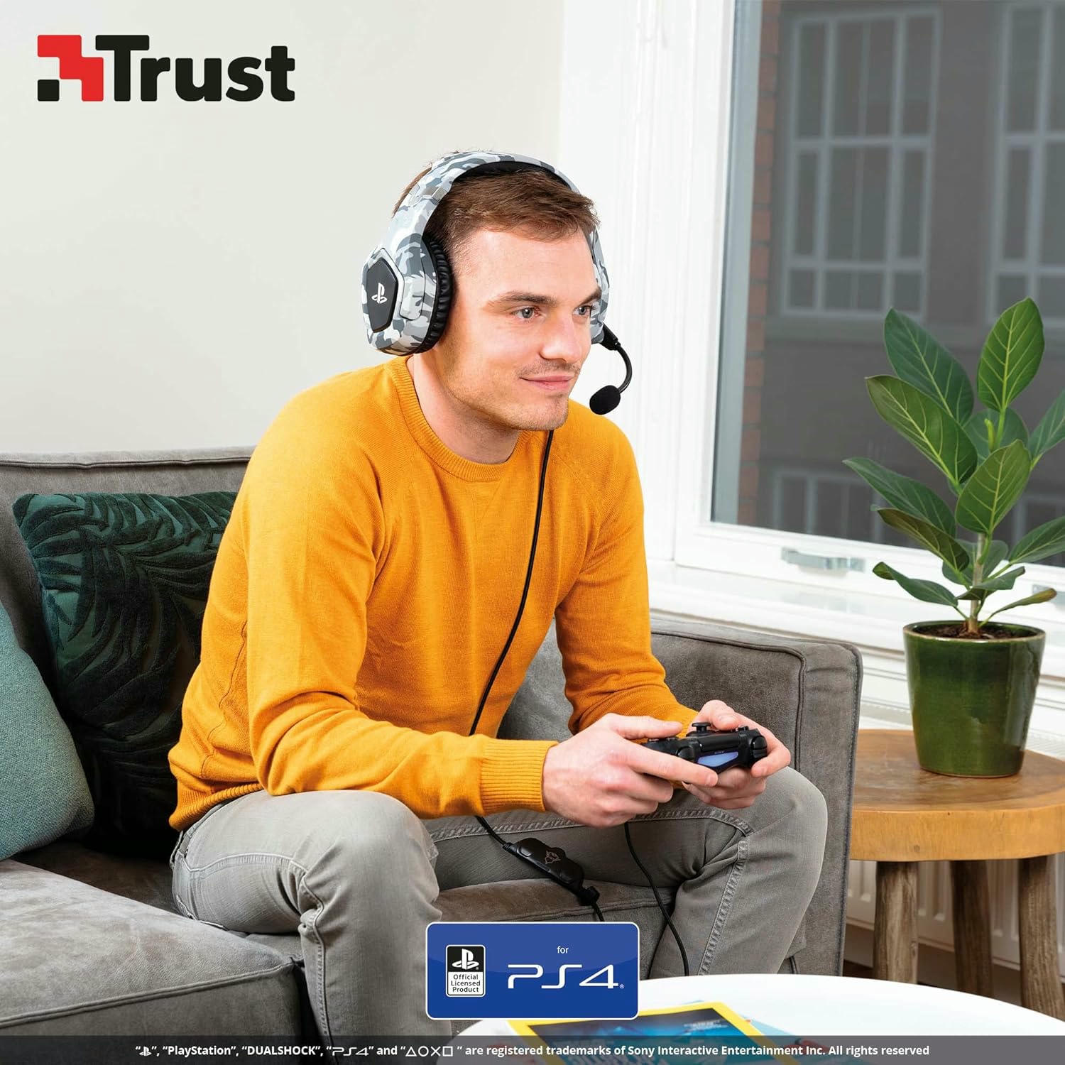 Trust Gaming Cascos PS4 y PS5 Auriculares de Gaming GXT 488 Forze-G, Licencia Oficial para Playstation, Micrófono Plegable, Altavoces Activos de 50 mm, Cable Trenzado de Nailon de 1.2 m, Gris