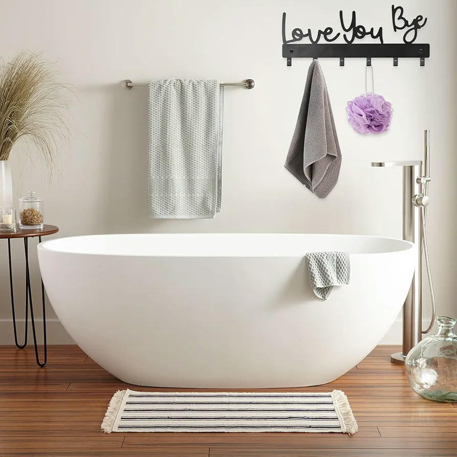 Colgador de llaves de pared con texto "Love You Bye", gancho con 6 anclajes, ideal para cocina, entrada, pasillo, oficina y dormitorio (Negro)
