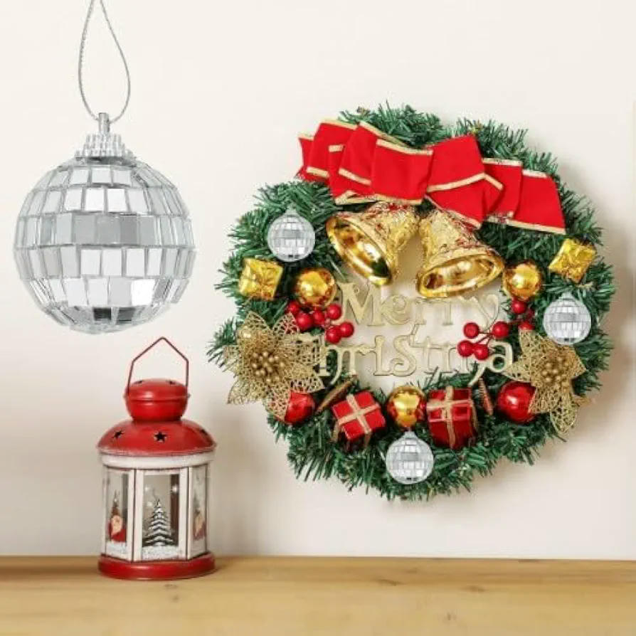Bola de discoteca con espejo, 24 unidades, 4 cm, color plateado, para decoración de fiestas y eventos