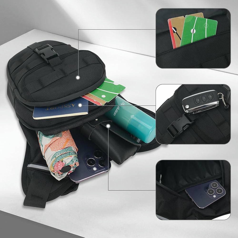 Bolsa de Pierna Táctica para Actividades Deportivas - Unisex, Reflectante y Práctica para Correr, Montar a Caballo y Más (Negro)