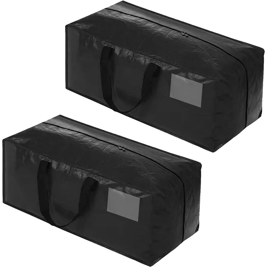 Bolsa de almacenamiento de 92 L, 2 unidades, para mudanza y almacenamiento de ropa, camping y más, Negro