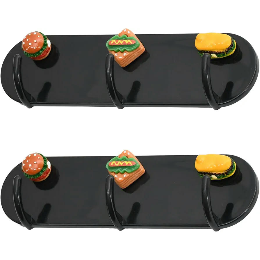 Paquete de 2 Ganchos Magnéticos para Llaves, Autoadhesivos y Sin Taladro, Ideal para Refrigerador y Cocina (Negro)