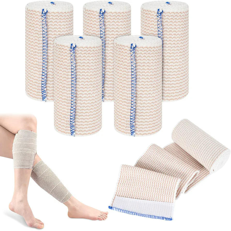 5 vendajes de compresión elásticos reutilizables de 10 cm x 4,5 m para soporte y prevención de lesiones