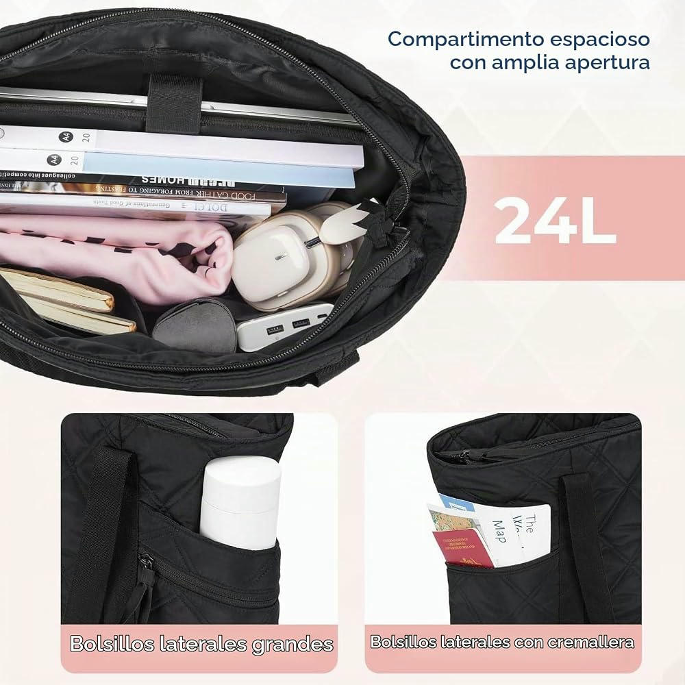 Bolso acolchado ligero para portátiles de 15,6 pulgadas, ideal para trabajo y viajes (Negro)