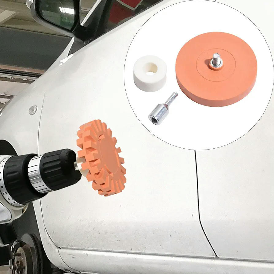 Rueda de goma de borrar, herramienta multifuncional para eliminación de calcomanías y cinta, compatible con taladros y amoladoras