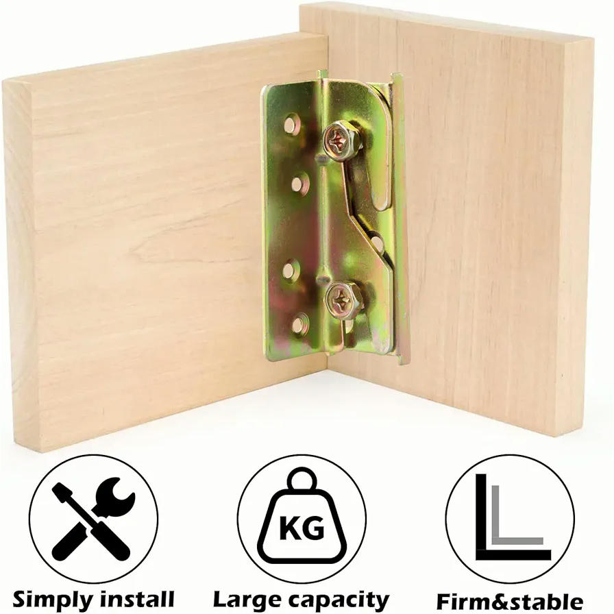 Juego de 4 Angulos Metalicos, Escuadras para Cargas Pesadas, Conectores en Ángulo para Muebles, Incluye Tornillos, Ideal para Construcción de Camas