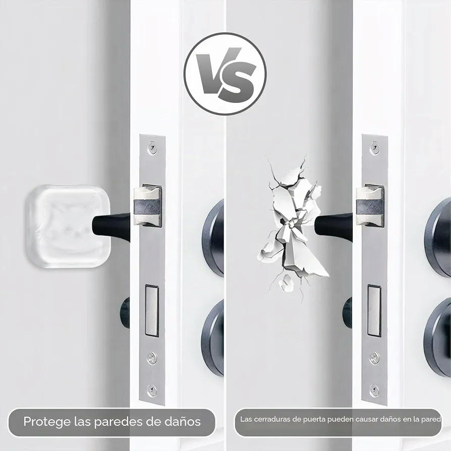 Juego de 6 Topes de Puertas Transparentes Autoadhesivos Cuadrados y Redondos de Silicona PU