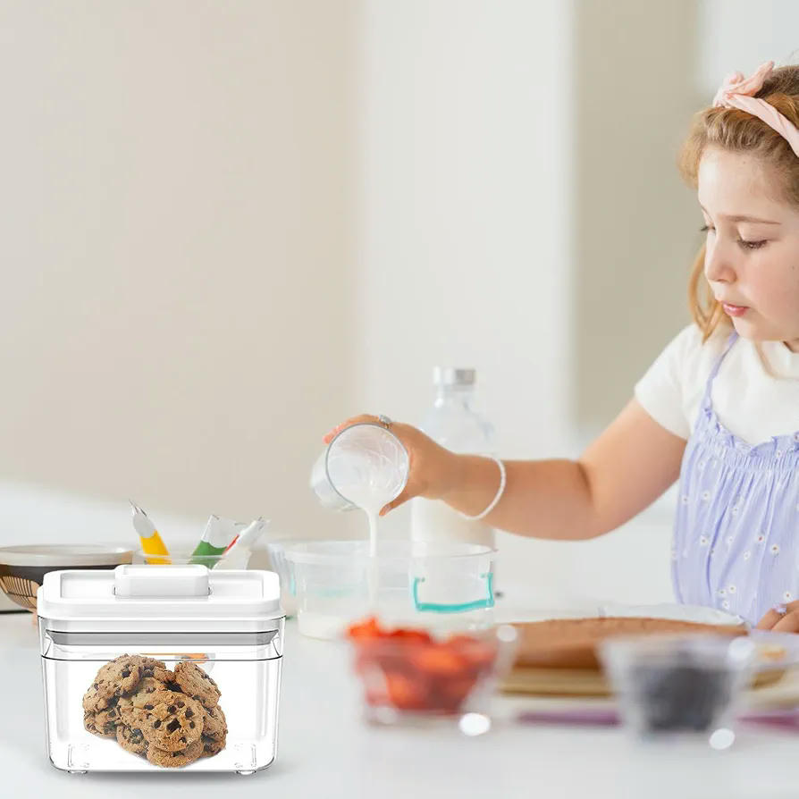 Contenedor cuadrado de almacenamiento de alimentos de polipropileno con cierre a presión, 1L (Transparente)