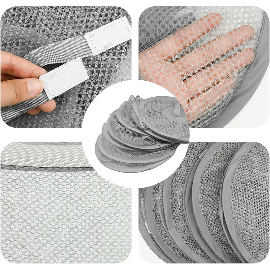 Bolsa de almacenamiento colgante gris, set de 2 piezas, con 4 compartimentos de malla, organizador de juguetes, ropa y accesorios, ideal para niños y espacios reducidos
