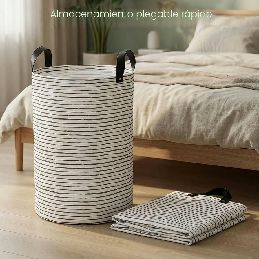 Juego de 2 Cestas Plegables para Ropa Sucia con 2 Bolsas de Lavandería, Impermeables y de Gran Capacidad (Gris)