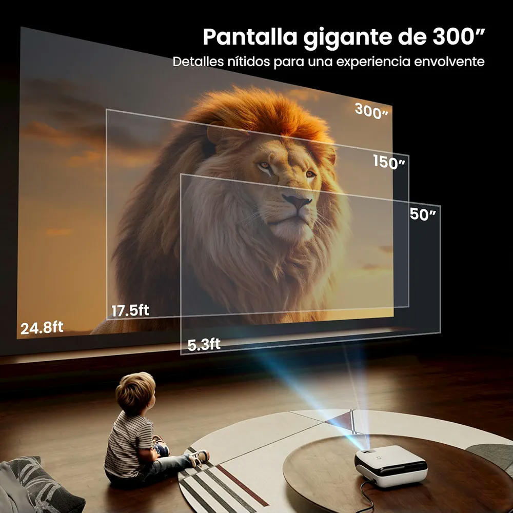 HAPPRUN 510G Proyector Inteligente 4K con Google TV, 1000 ANSI Lúmenes, 1080P Full HD, Dolby Audio, WiFi 6, Bluetooth 5.2, Control por Voz, Compatible con Netflix y YouTube