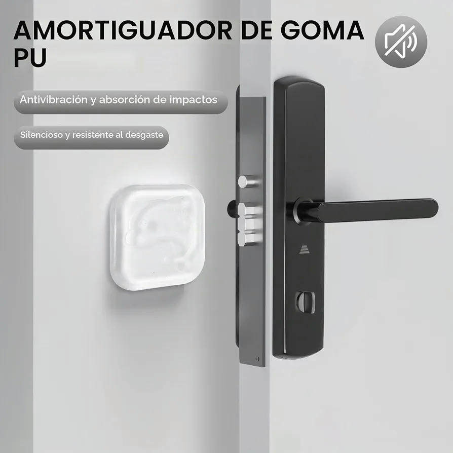 Juego de 6 Topes de Puertas Transparentes Autoadhesivos Cuadrados y Redondos de Silicona PU