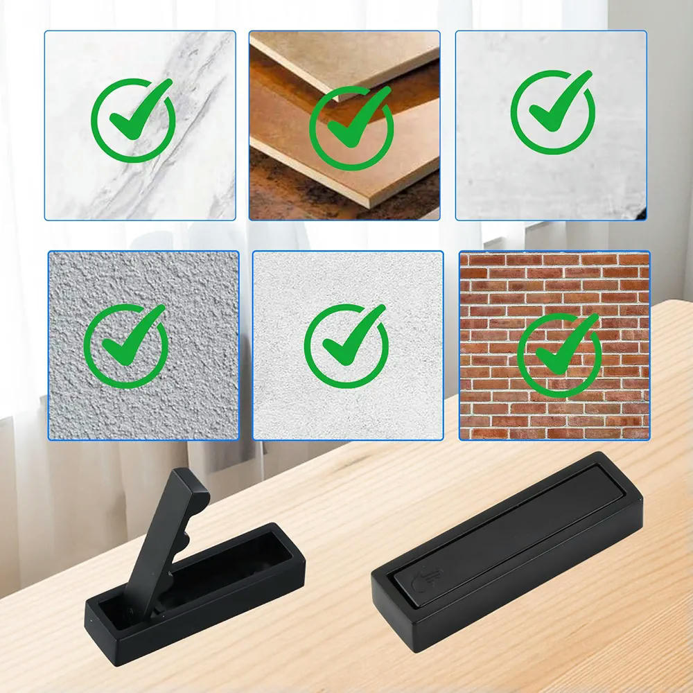 4 Ganchos Plegables de Aleación de Zinc para Pared, Multiusos en Negro