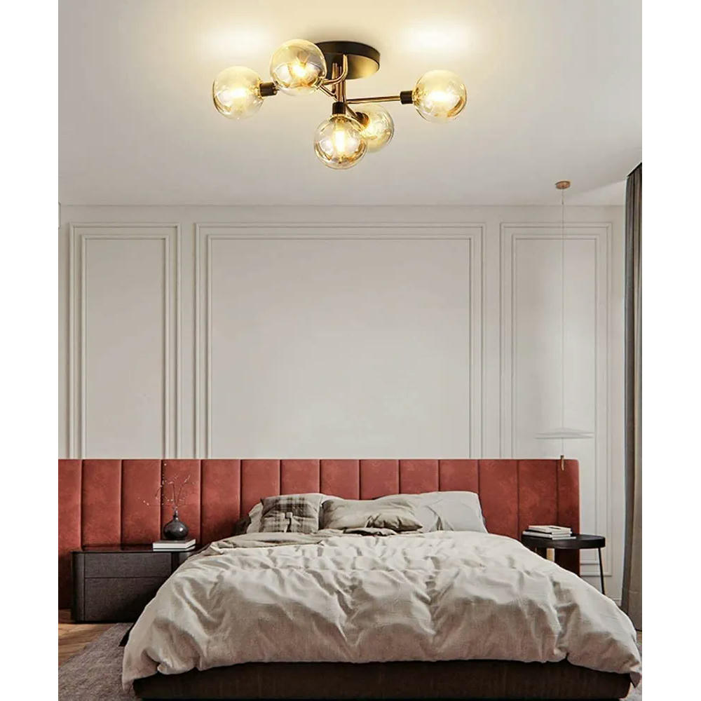 Lámpara de araña LED Sputnik, colgante de techo estilo industrial, 5 luces, moderno, accesorios de iluminación nórdica, ideal para sala de estar