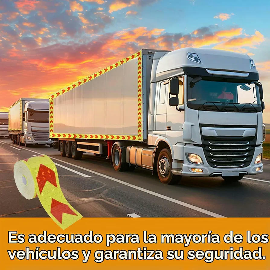 Cinta Reflectante Adhesiva de Alta Visibilidad - 5cm x 10m, Rojo/Amarillo, Ideal para Vehículos y Áreas Industriales