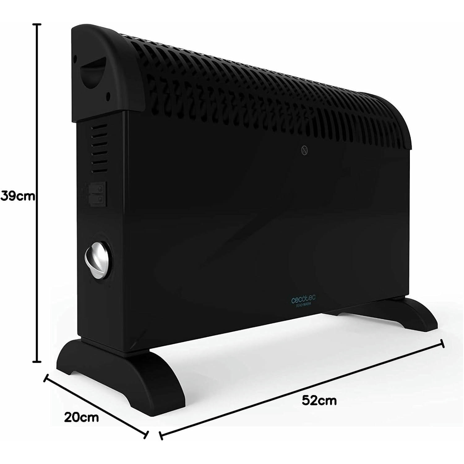 Cecotec Radiador Eléctrico Bajo Consumo Ready Warm 6500 Turbo Convection. 2000 W, Termostato Regulable, 4 Modos, Soporte de pie, Protección sobrecalentamiento, 20 m2