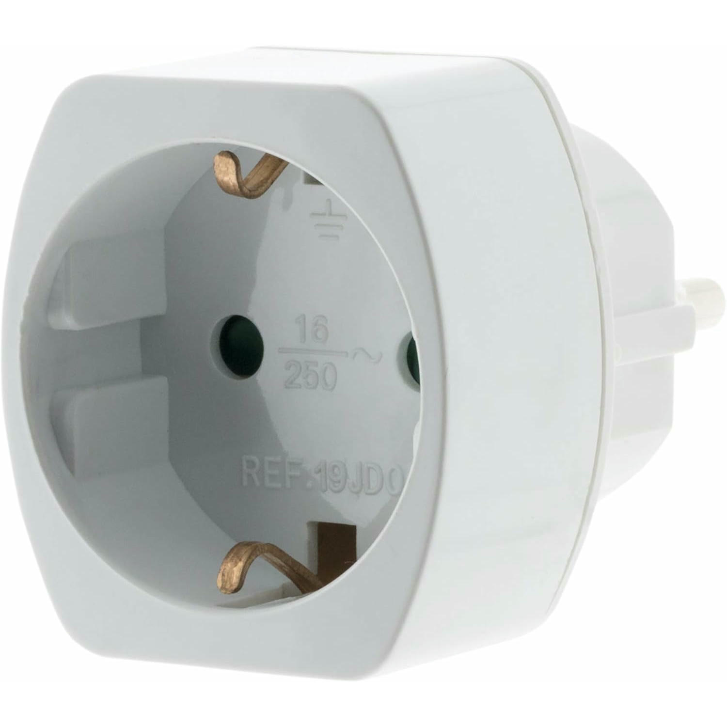 Zenitech - Adaptador para enchufe de viaje de Alemania a Francia - enchufe FR macho a enchufe alemán hembra - blanco - Schuko